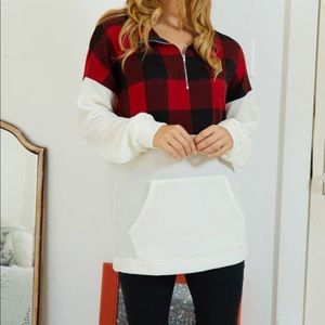 Plaid knit top